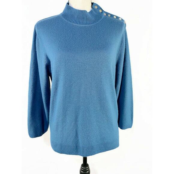 Parisian Works Pullover Top Women's Large Blue 3/4 Sleeves Crew Neck - Picture 5 of 9
